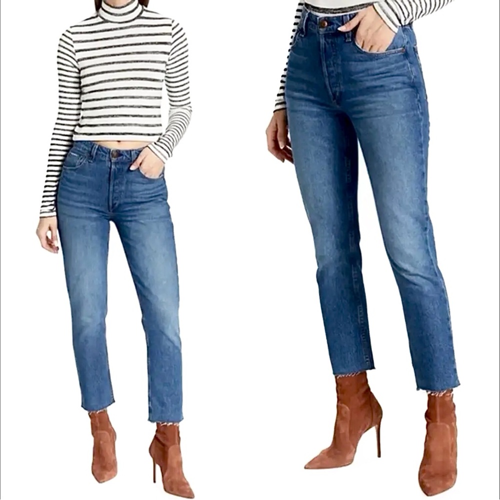 Rag And Bone High Rise Jeans Nina Ankle Cigarette Straight Raw Hem Size 31